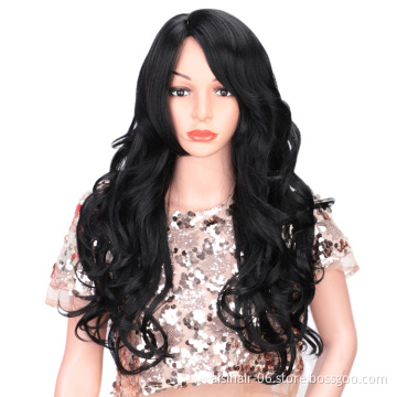 Fashion Synthetic Heat Resistant Fiber Party Cosplay Black Body Wave Long Wavy Hair Wig For Black White Women Wigs
